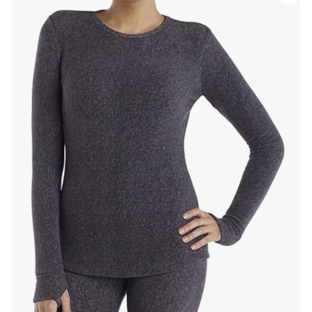 Climate Right by Cuddl Duds Stretch Fleece LS Crew Warm Underwear Womens Small